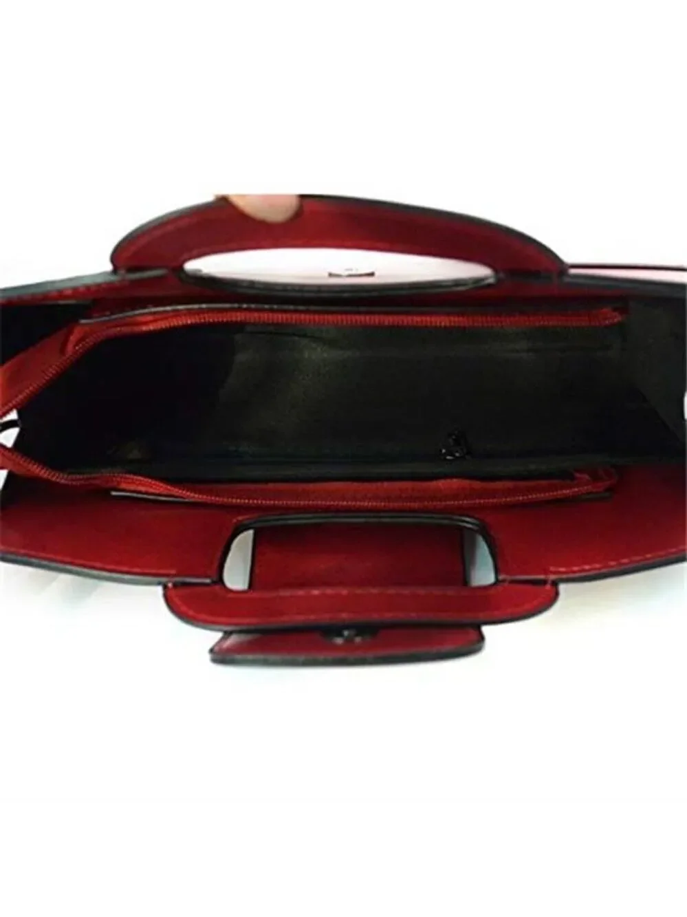 Vintage Style Flap Dark Red Tote Top Handle Satchel Handbags Vegan Leather